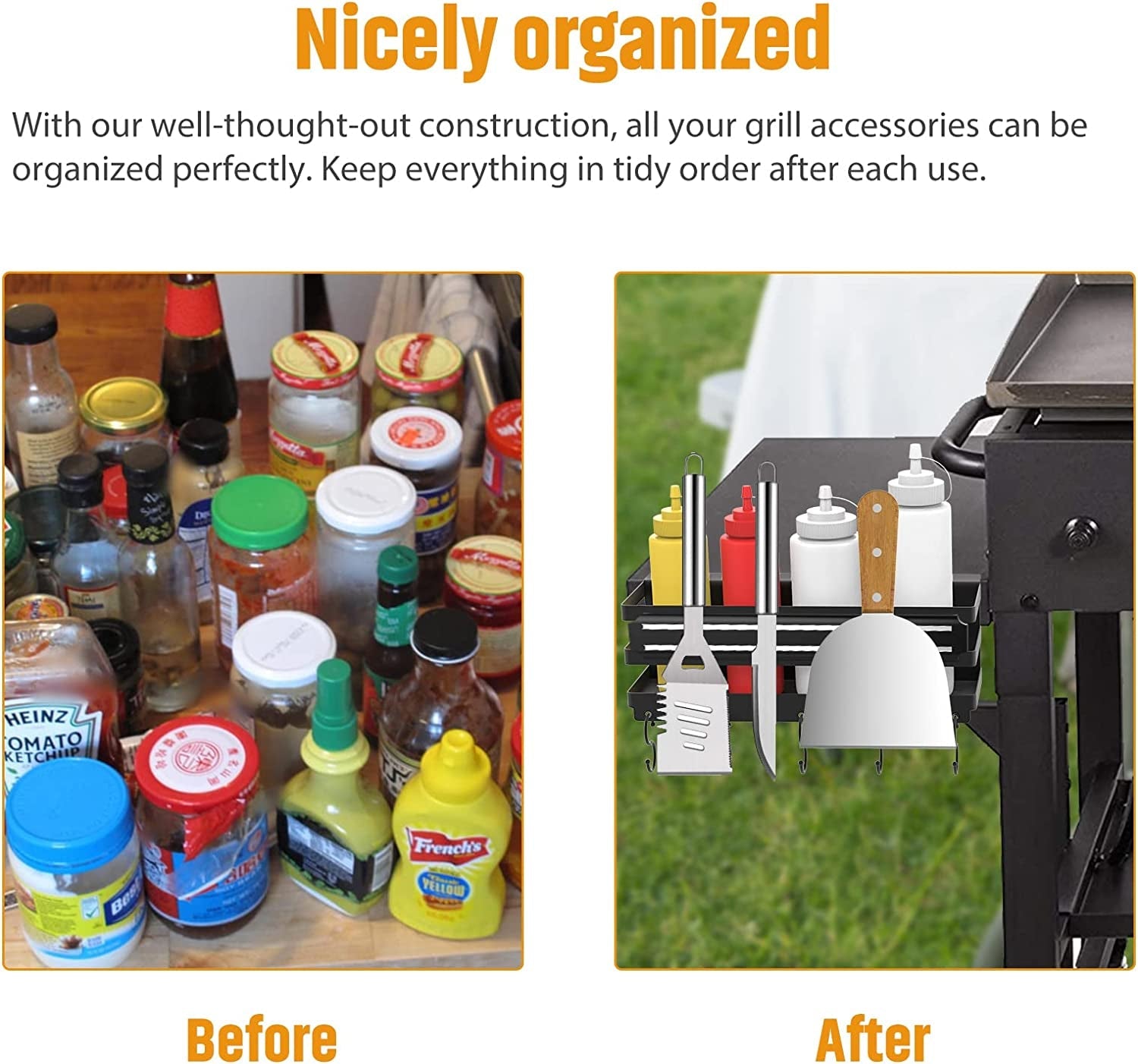 Stainless Steel Griddle Caddy with Magnetic BBQ Utensils Strip for 28/36 Blackstone Griddles. with a Allen Key. Space Saving BBQ Accessories Storage Box. Free from Drill Hole&Easy to Install - Image 7