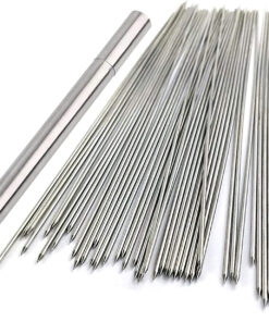 Bigotters Barbecue Skewers. 100PCS Skewers for Grilling Stainless Steel Skewers BBQ Needle Sticks Metal Skewers for Meat Shrimp Chicken Vegetable Outdoor Cooking