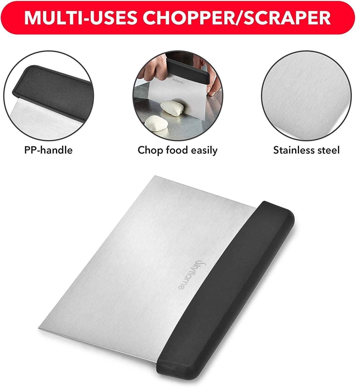 Skyflame 3 Piece Griddle Accessories Kit. Stainless Steel Professional Long BBQ Grill Spatula/Turner & Scraper Set for Flat Top Grill Hibachi Camping Cooking - Image 5