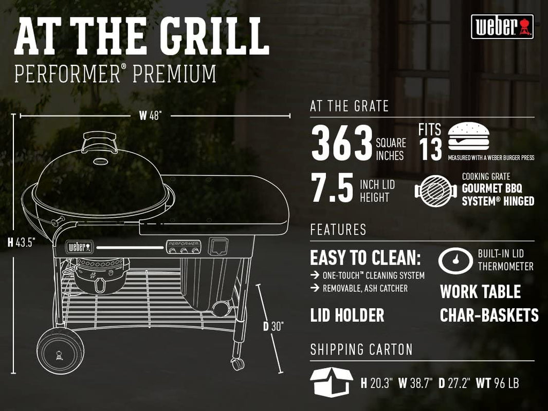 Weber Performer Premium Charcoal Grill. 22-Inch. Black - Image 3