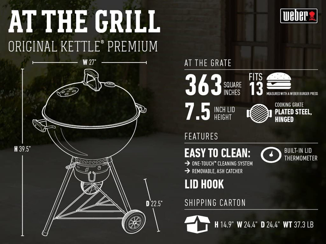Weber Original Kettle Premium Charcoal Grill. 22-Inch. Black - Image 14