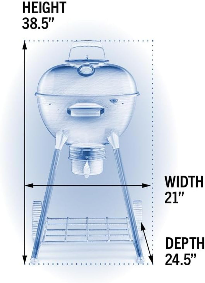 Napoleon NK18 Premium Charcoal Kettle Grill. Black. Porcelain-Enameled Lid and Bowl. Chrome-Plated Cooking Grid - Image 4
