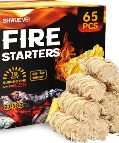 Shwuevei 65 Pcs Fire Starter - Natural Fire Starters for Fireplace. Pellet Stove & Wood. Fire Pit. Smoker. BBQ. Chimney. Pizza Oven - Fire Starters for Grill. Charcoal Starter