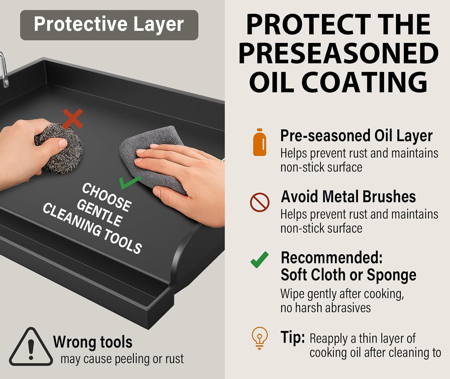 Griddle for Gas Grill. Flat Top Cast Iron Griddle Insert for Outdoor Gas Grill. 17 X13 Nonstick Coating Cooking Skillet Pan Teppanyaki for Weber Charbroil Camp Chef and Gas/Charcoal/Electric Grill - Image 8