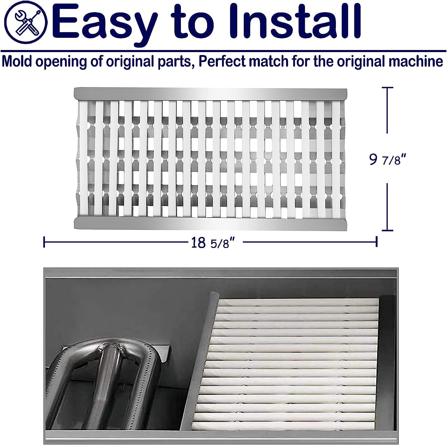 Grill Heat Plate Shield BBQ Ceramic Rod Complete Radiant Tray Replacement Parts for DCS 27DBQ. 27DBR. 27DSBQ. 27FSBQ. 36DBQ. 48DBQ. BGA27-BQ. BGB36-BQARN. BGB48-BQARL. Stainless Steel Gas Burner Cover - Image 2