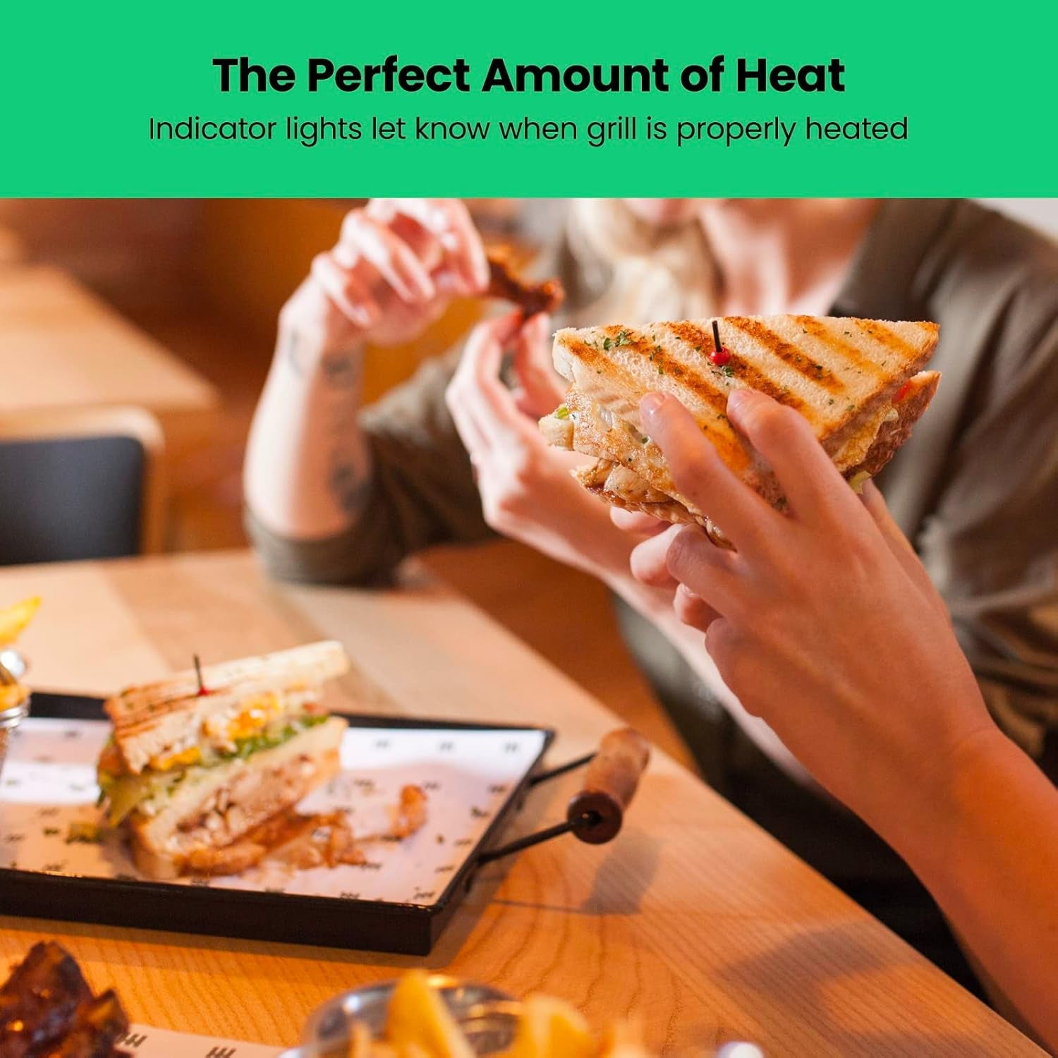 Chefman Panini Press Grill and Gourmet Sandwich Maker Non-Stick Coated Plates. Opens 180 Degrees to Fit Any Type or Size of Food. Stainless Steel Surface and Removable Drip Tray. 4 Slice. Black - Image 7