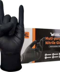 Black Raised Diamond Texture 8 Mil Nitrile Xlarge Glove Latex & Powder Free 100 Count Black Nitrile Disposable Glove