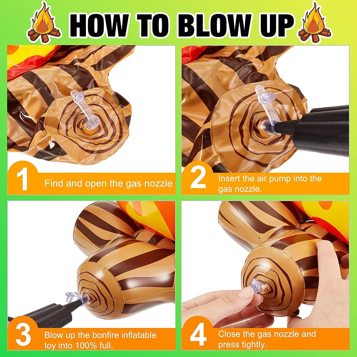 Inflatable Fake Campfire Camping Props Bonfire Party Decor Campfire Party Decorations Artificial Flame Campfire for Indoor Camping Overnight and Scene Setting (3 Pieces) - Image 5