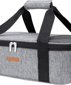 Insulated Casserole Carrier for Hot or Cold Food. Lasagna Lugger Tote for Potluck Parties/Picnic/Cookouts. Fits 9X13 Baking Dish. Grey