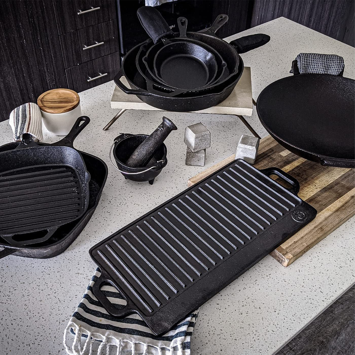 8 Inch Square Grill Pan Medium Pre-Seasoned Cast Iron - Image 7