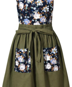 Vintage Pinafore Apron Dress for Women with Pockets Cute Floral Chef Aprons for Kitchen Cooking Baking Gardening