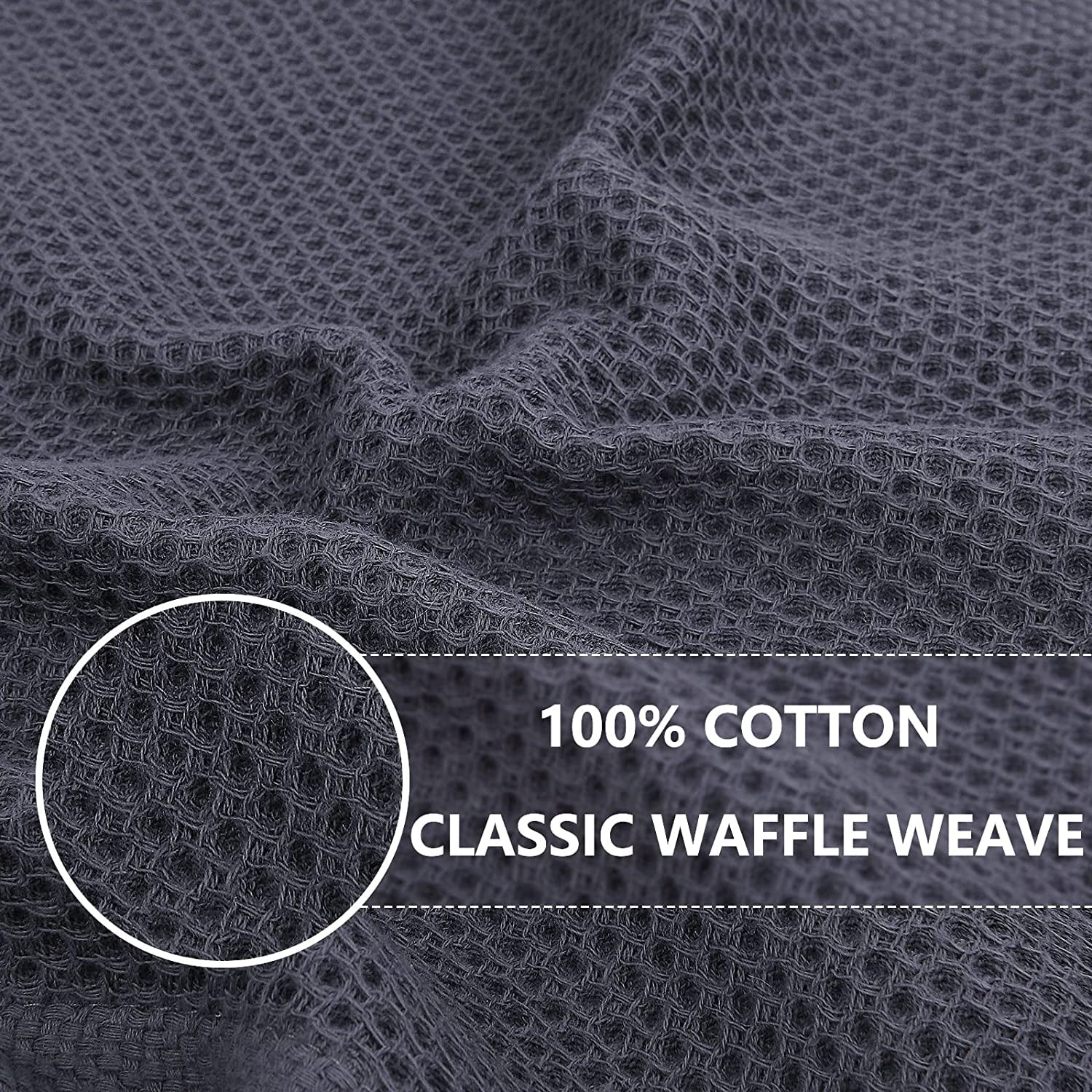 Homaxy 100% Cotton Waffle Weave Kitchen Dish Cloths. Ultra Soft Absorbent Quick Drying Dish Towels. 12 X 12 Inches. 6-Pack. Dark Grey - Image 2