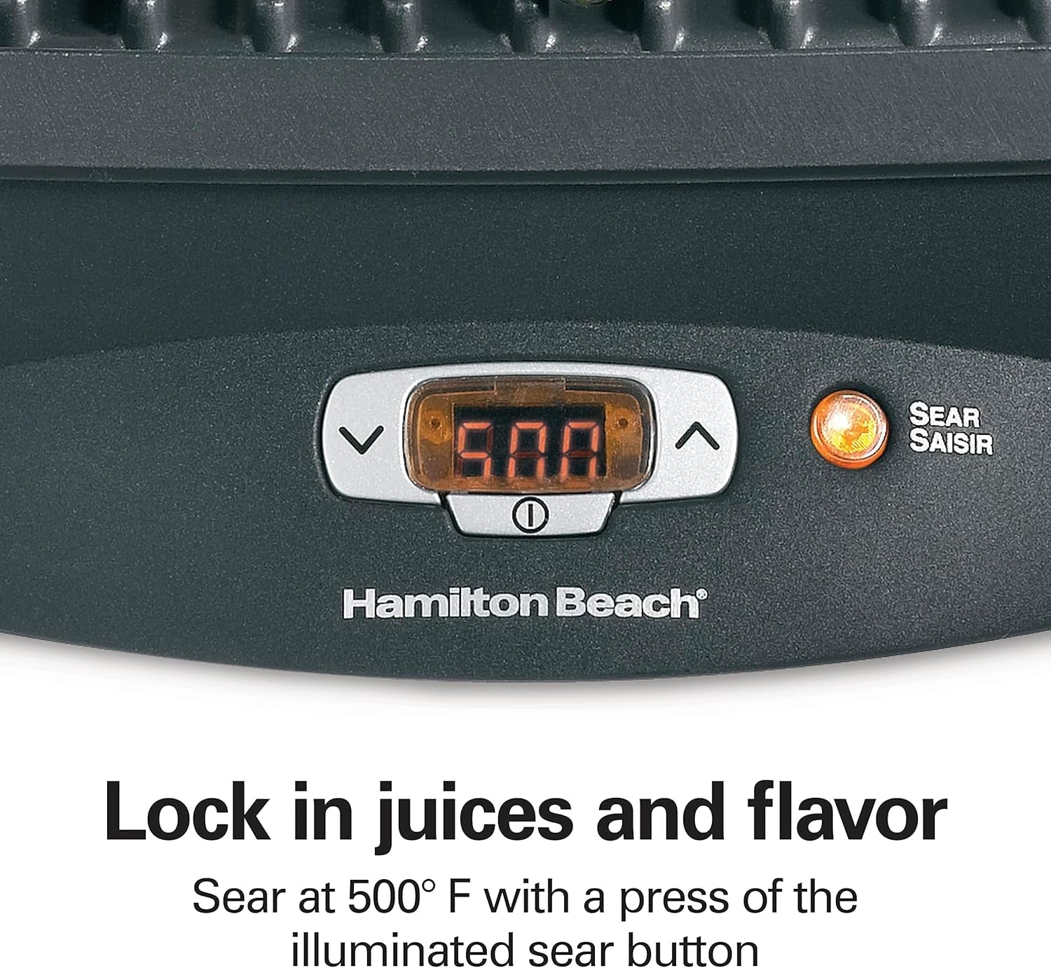 Hamilton Beach Steak Lover'S Electric Indoor Searing Grill. Nonstick 100 Square. Stainless Steel (25331). Black and Stainless. Medium - Image 4