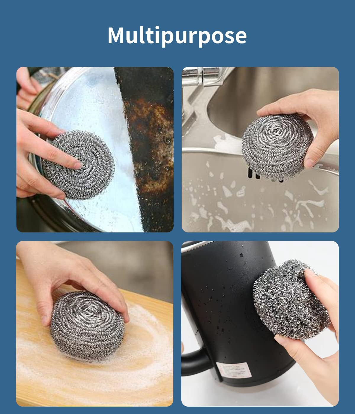 6Pcs Scourer Steel Wool Scrubber - Steel Wool for Cleaning Dish Pots Pans Grills Stainless Steel Scrubber for Kitchen Sinks Cleaning Steel Wool Pads Metal Scrubber. Flexible - Image 4