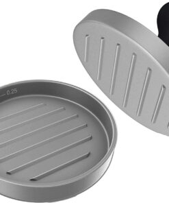 Cave Tools Burger Press - Perfectly Formed Hamburger Maker - Includes 200 Non Stick Patty Papers for Making 1/4 Lb or 1/3 Lb Stuffed Pocket Burgers - Aluminum Presser
