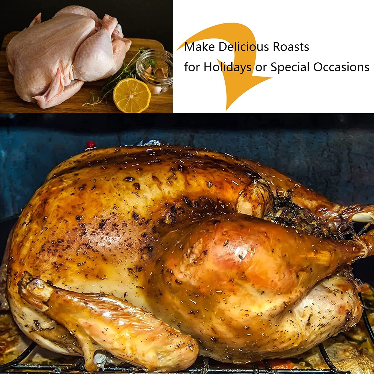 Kitcom Nonstick Roasting Pan with Rack. 16 Inch X 11.5 Inch Rectangular Roaster Set for Roasting Turkey. Chicken. Meat and Veggies. Gray - Image 4