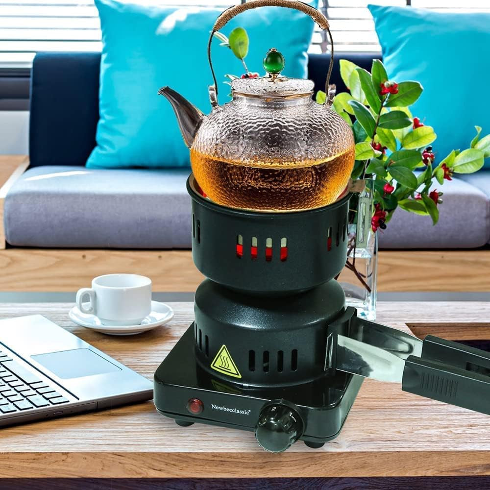 Electric Stove Coconut Charcoal Starter Hookah Coal Burner for Hookah Coal Burner with Detachable Handle Stainless Steel Grill & Rack Smart Heat Control Long Cable for BBQ Kitchen - Image 6