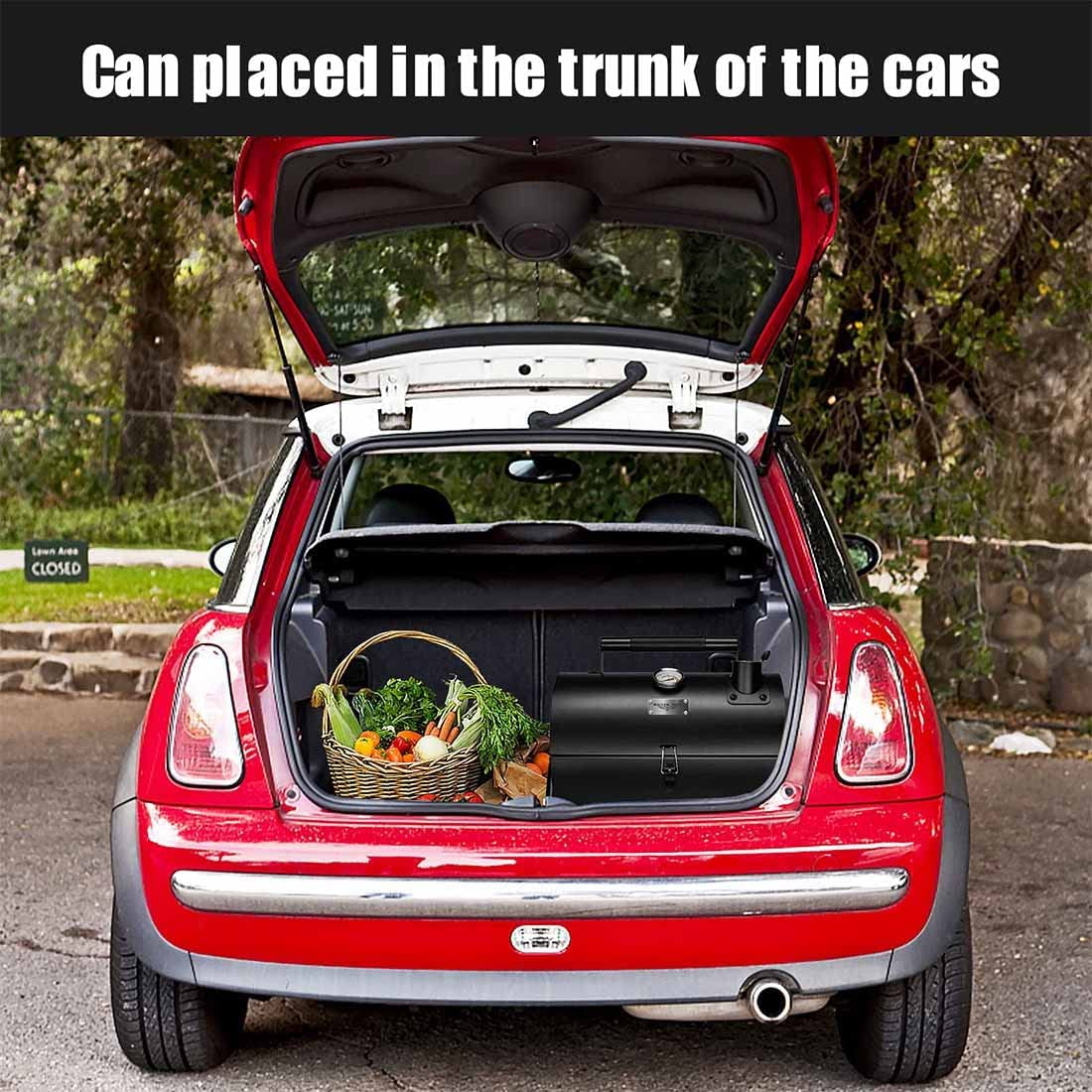 Adjustable Portable Charcoal Grill Multi-Functional Metal Small BBQ Smoker for Outdoor Hiking Picnic(Black) - Image 6