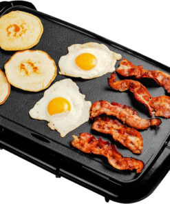 OVENTE Electric Griddle with 16 X 10 Inch Flat Non-Stick Cooking Surface. Removable and Adjustable Temperature Control. Indoor Grill for Instant Breakfast. Pancakes. Eggs or Burgers. Black GD1610B