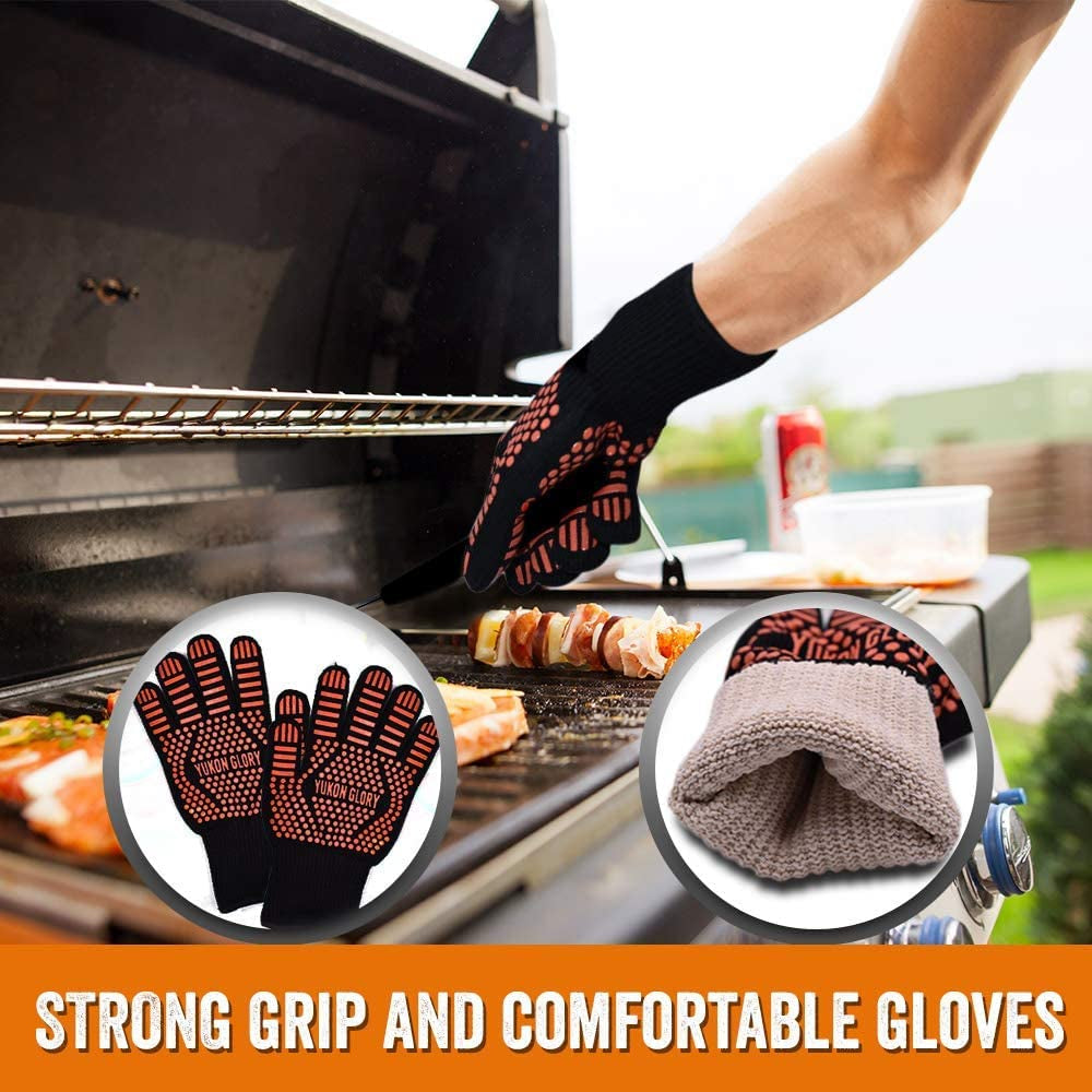 ™ Heavy Duty 5 Piece Grilling Tools Set. Durable Stainless Steel BBQ Accessories. Long Handle 3 in 1 Spatula. Tongs. Brush. Grill Fork. Thick Grilling Gloves. Gift Set - Image 3
