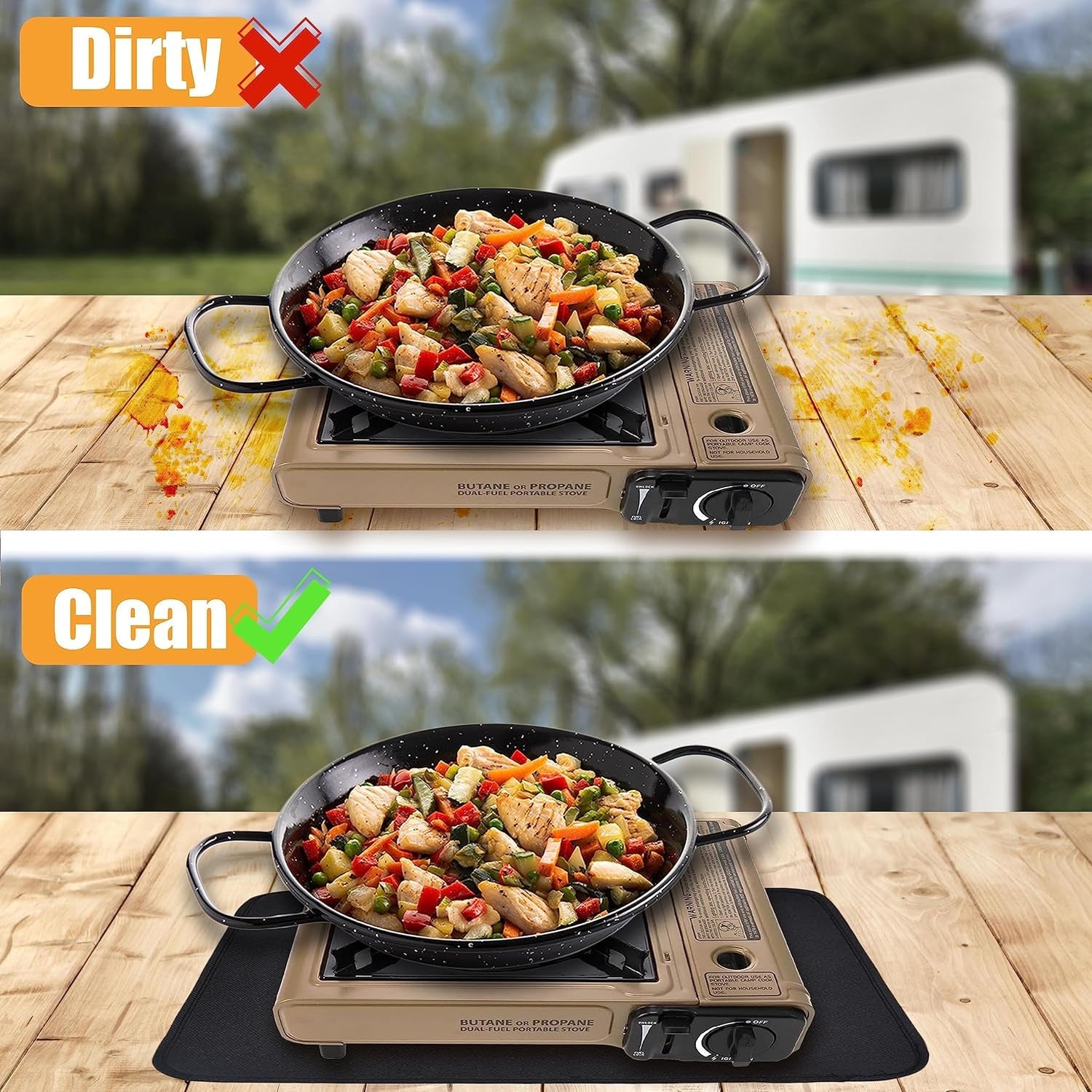 Amerbro 15 X 18 in Fireproof Grill Mats for Outdoor Tabletop Grill to Protect Your Grill Table - Heat Resistant Grill Table Mat - Waterproof & Oilproof BBQ Mat - Black (1Mm) - Image 2