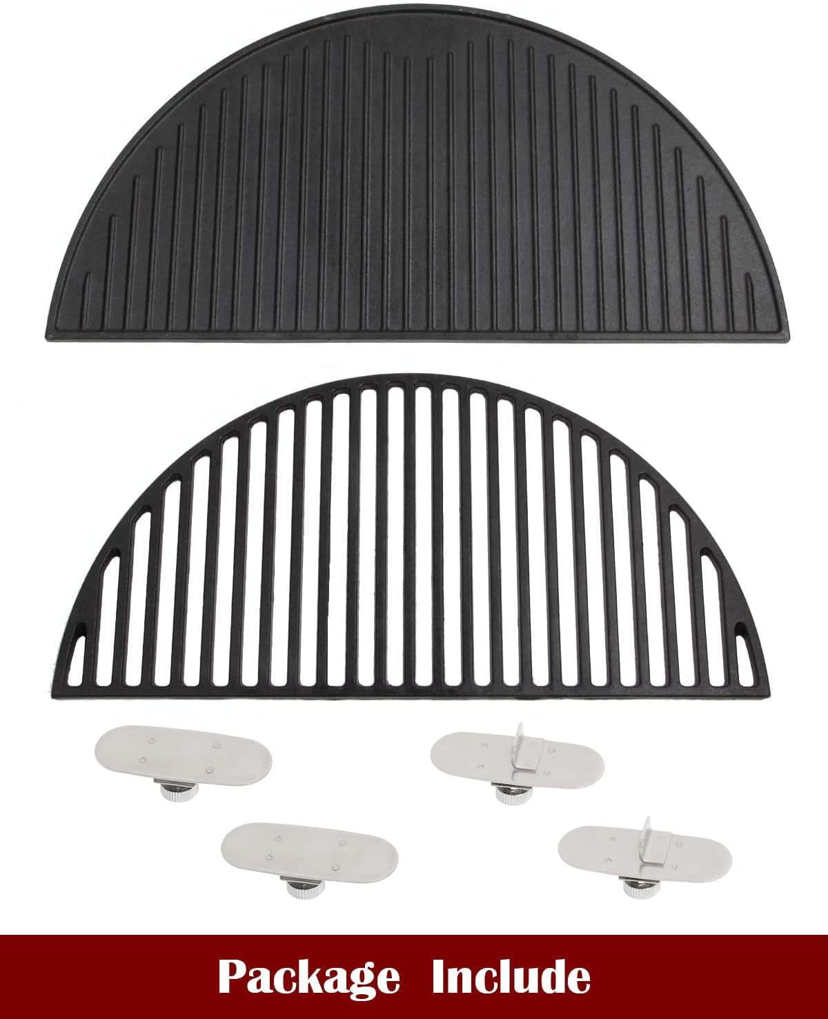 Kamaster 22 Half Moon Cast Iron Cooking Grate Grill Accessory Replaces for Weber Charcoal Grill Half Moon Grate+Griddle+4 Support Extension.Cooking Grate for Weber 22 - Image 2