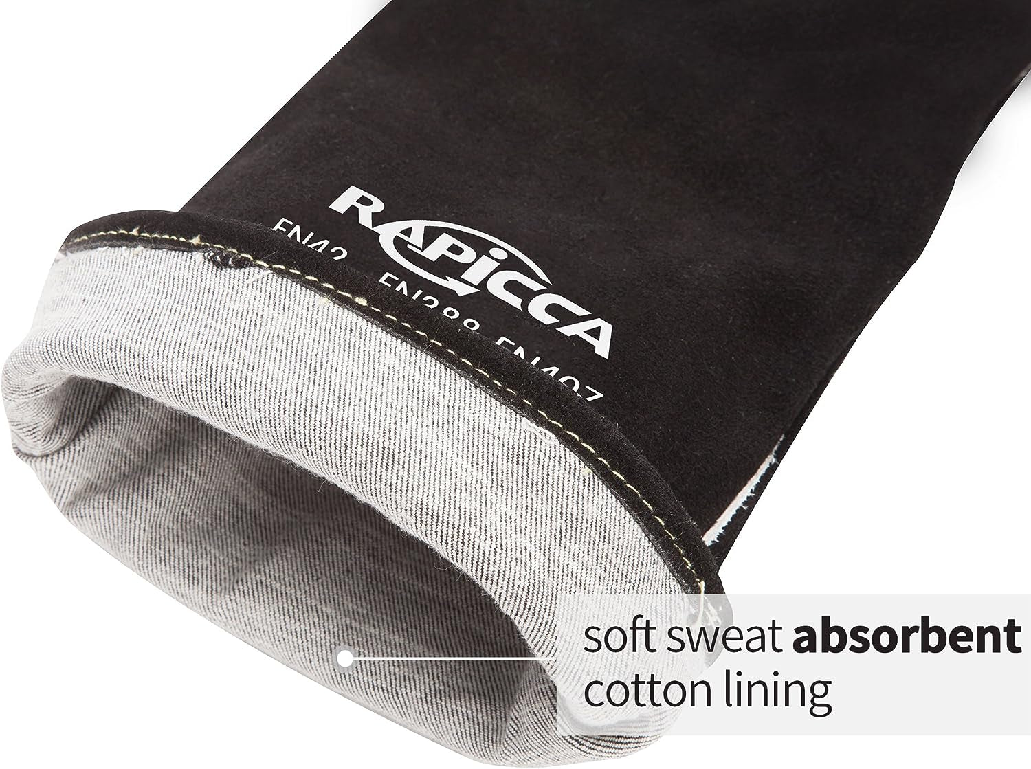 Welding Gloves 14 Inches.662℉.Heat Resistant Leather Forge/Mig/Stick Welding Gloves Heat/Fire Resistant. Mitts for Oven/Grill/Fireplace/Furnace/Stove/Pot Holder/Bbq/Animal Handling-Black - Image 4