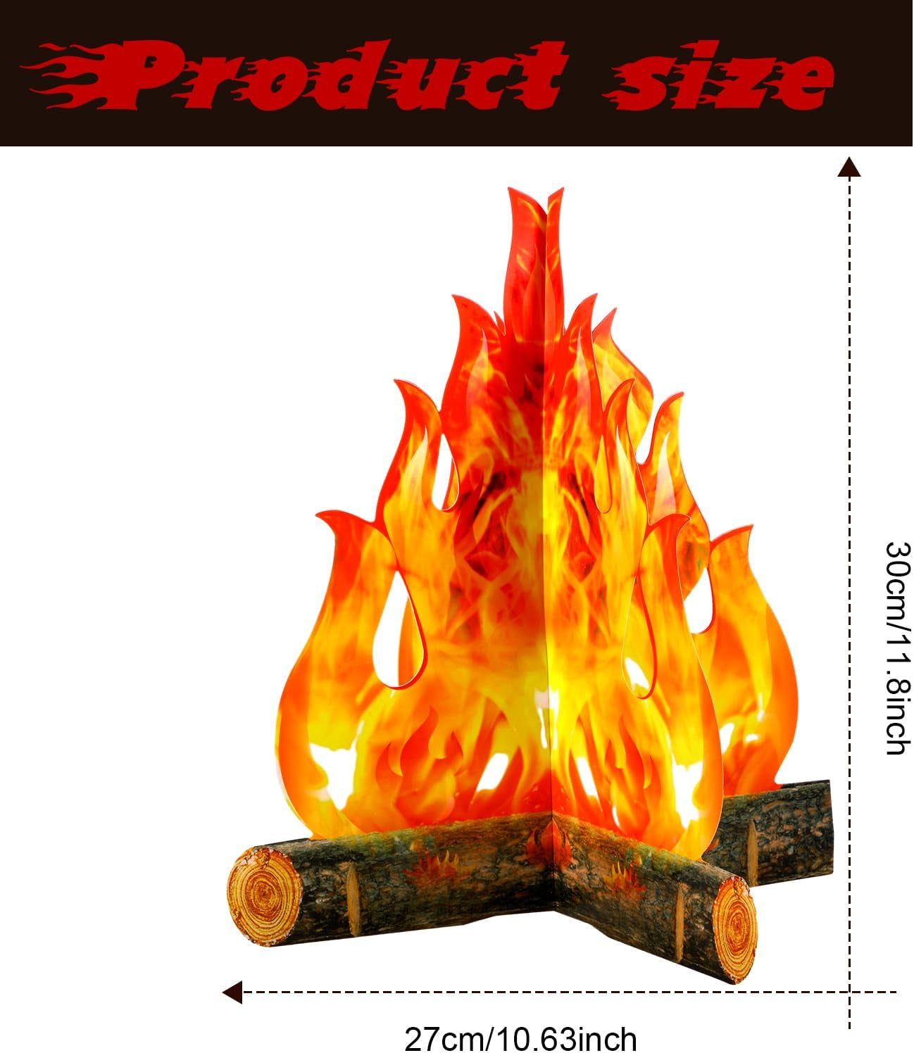 3D Decorative Cardboard Campfire Centerpiece Artificial Fire Fake Flame Paper Party Decorative Flame Torch (Gold Orange) - Image 3