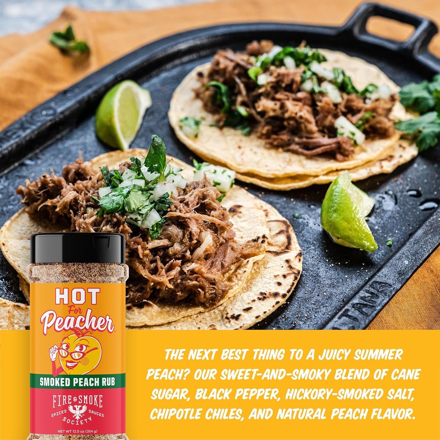 Fire & Smoke Society Hot for Peacher Smoked Peach BBQ Rub Seasoning for Smoking and Grilling Meat. Pork Ribs Chops. Poultry. Turkey. Burger. Chicken Wings. Barbecue Dry Rubs and Spices. 2-Pack - Image 2