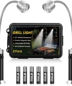 Barbecue Grill Light. BBQ Grilling Accessories for Outdoor with Magnetic Base. Stocking Stuffers Grilling Gifts for Men. 360 Degree Flexible Neck. Water & Heat Resistant. Batteries Included - 2 Pack