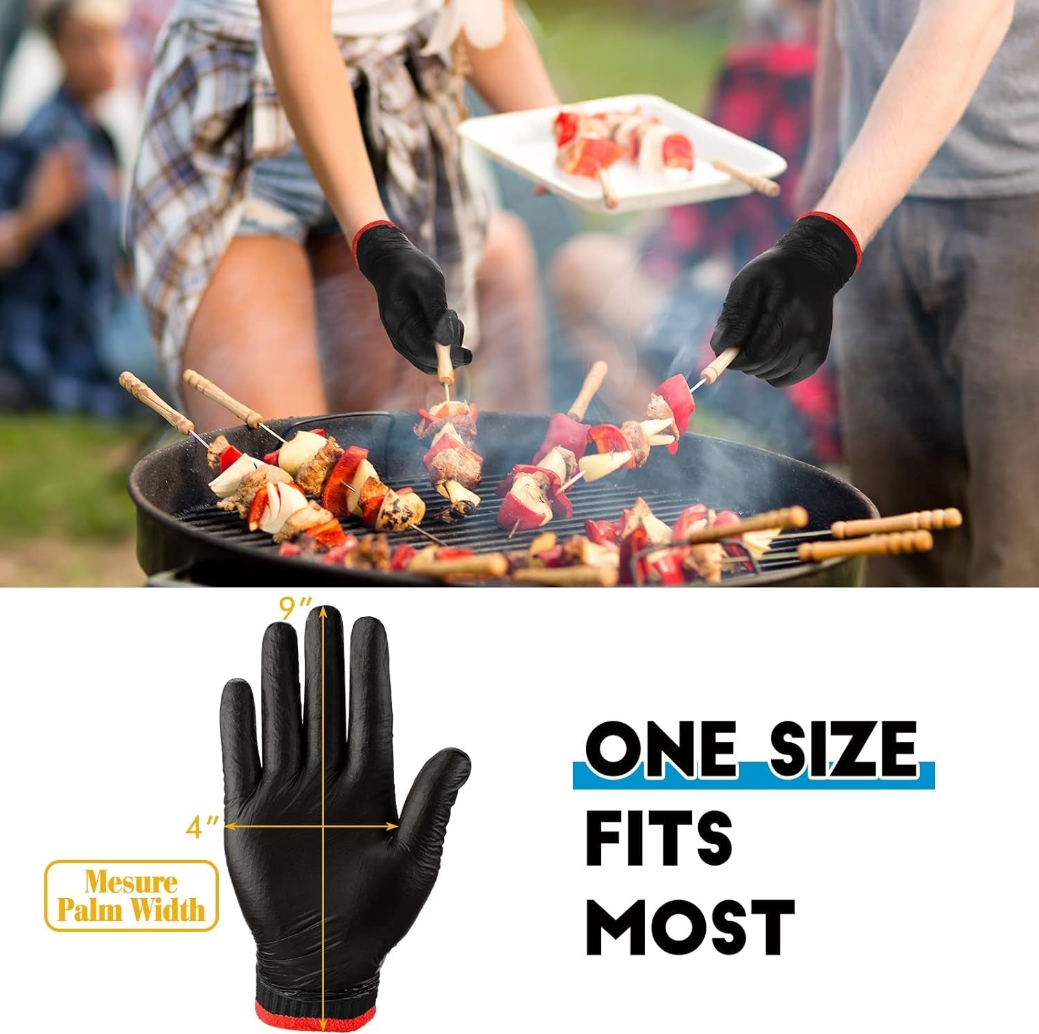 200 Pcs Disposable BBQ Gloves with 4 Pairs Cotton Liners Grilling Gloves BBQ Cooking Gloves (Black. Dark Gray. X-Large) - Image 6