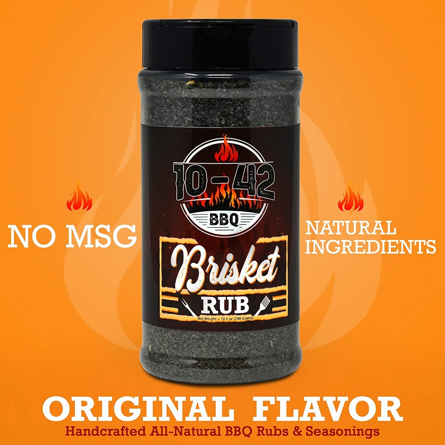 10-42 BBQ Brisket Rub - All-Natural Spice Seasoning for Steak. Rib. Beef Brisket - Barbecue Meat Seasoning Dry Rub - BBQ Rubs and Spices for Smoking and Grilling - No MSG. 0 Calorie - 10.5Oz Bottle - Image 2