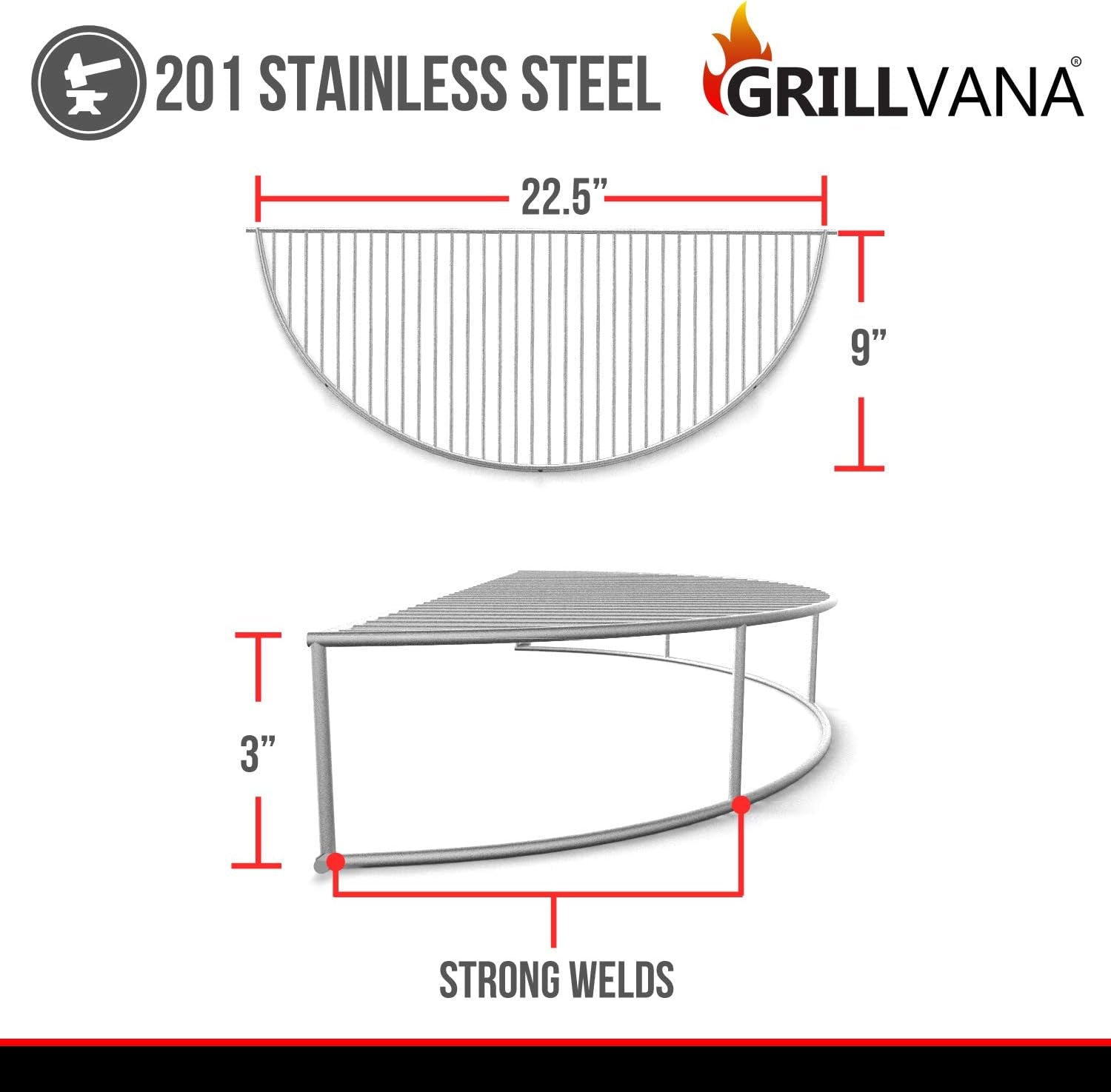 The Original 'Upper Deck' Stainless Steel Grilling Warming Smoking Rack Charcoal Grill Grate- for Use with 22 Inch Kettle Grills- Charcoal Grilling Accessories and Grill Tools Grill Rack - Image 3