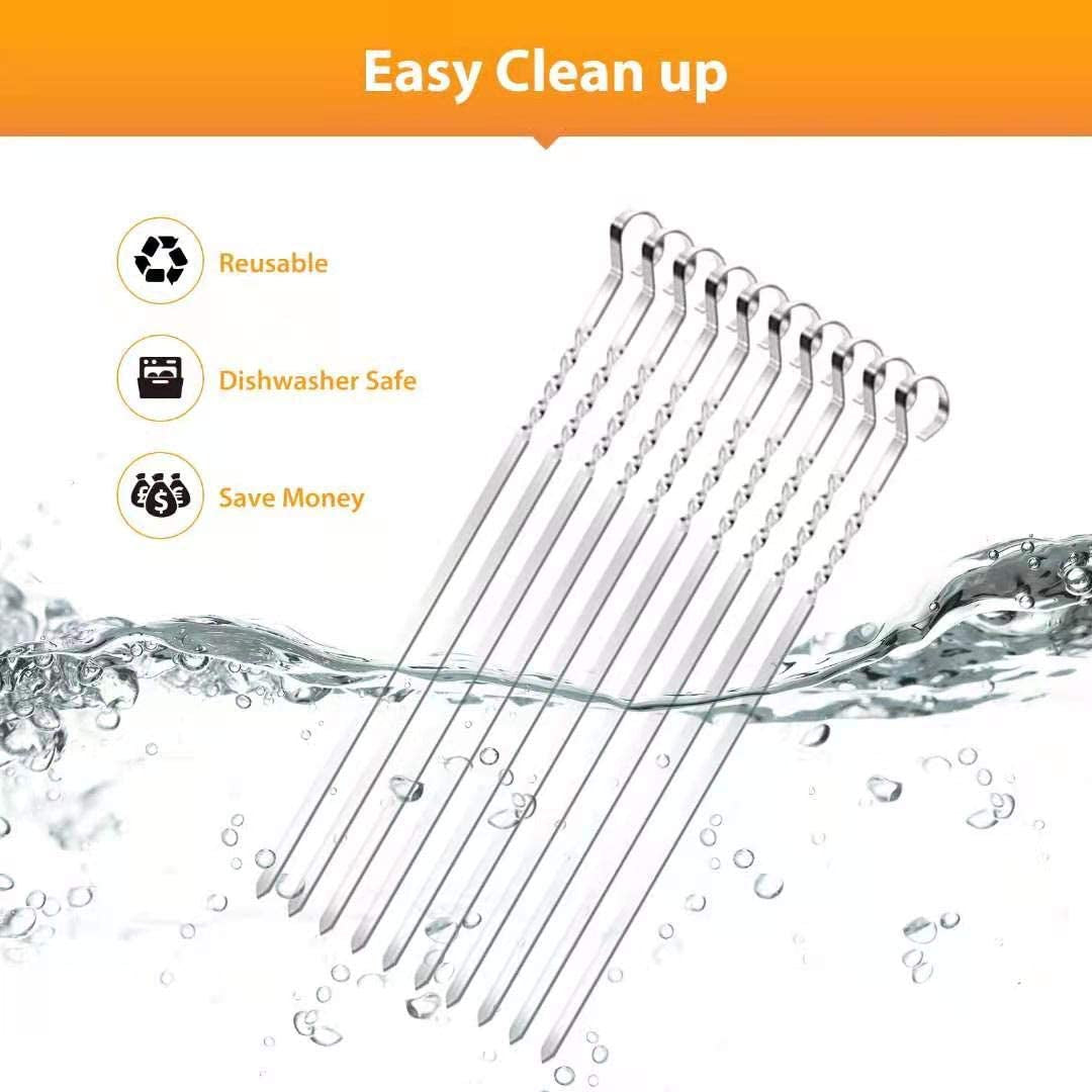 Kabob Skewers. AIDOIT 40 PCS 15.2 Inch Flat Metal BBQ Barbecue Skewer Stainless Steel Shish Kebob Sticks Wide Reusable Grilling Skewers Set for Meat Shrimp Chicken Vegetable - Image 3