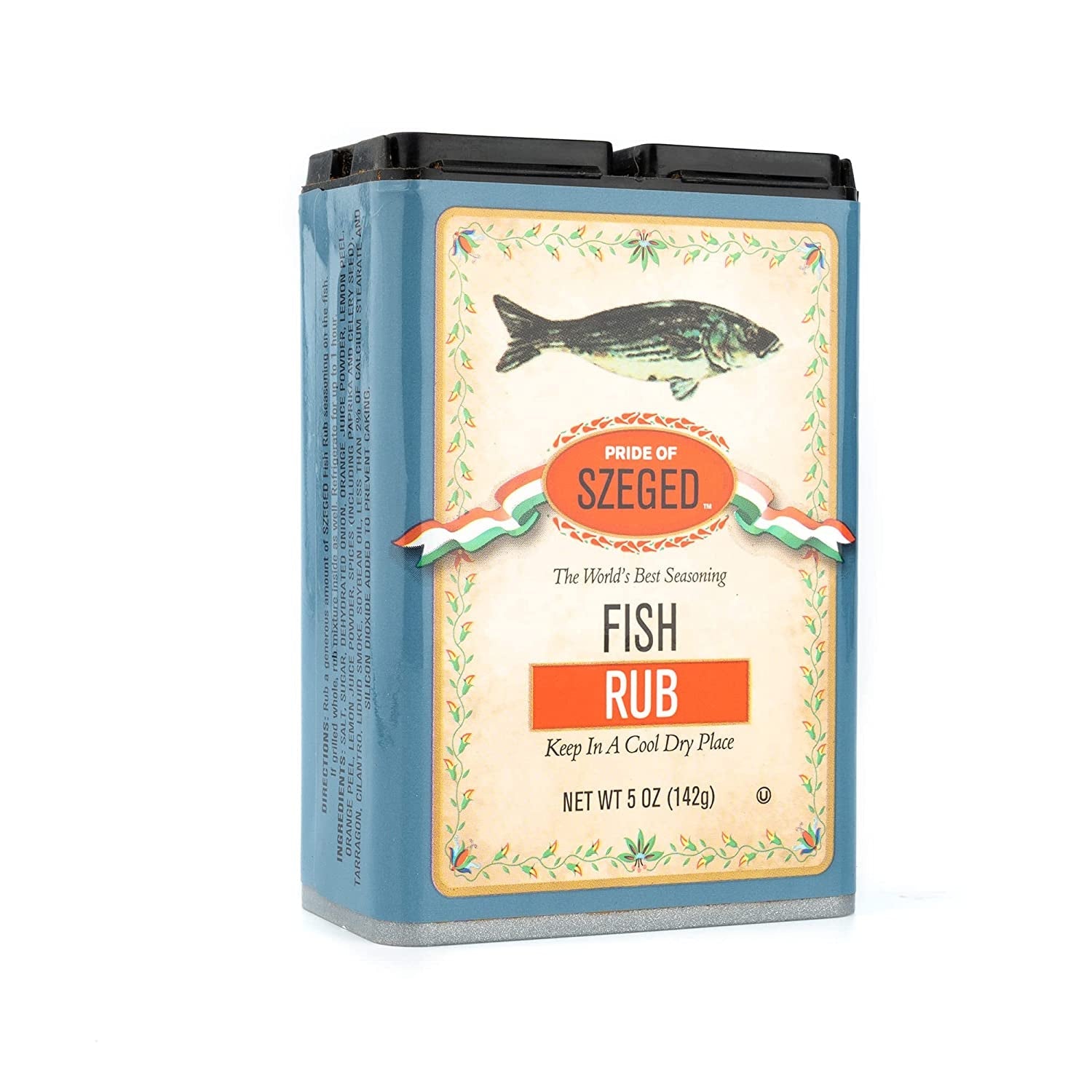 Pride of Szeged Fish Rub. Seafood Herb Seasoning Spice Mix. 5Oz. Tin (142G). 1-Count