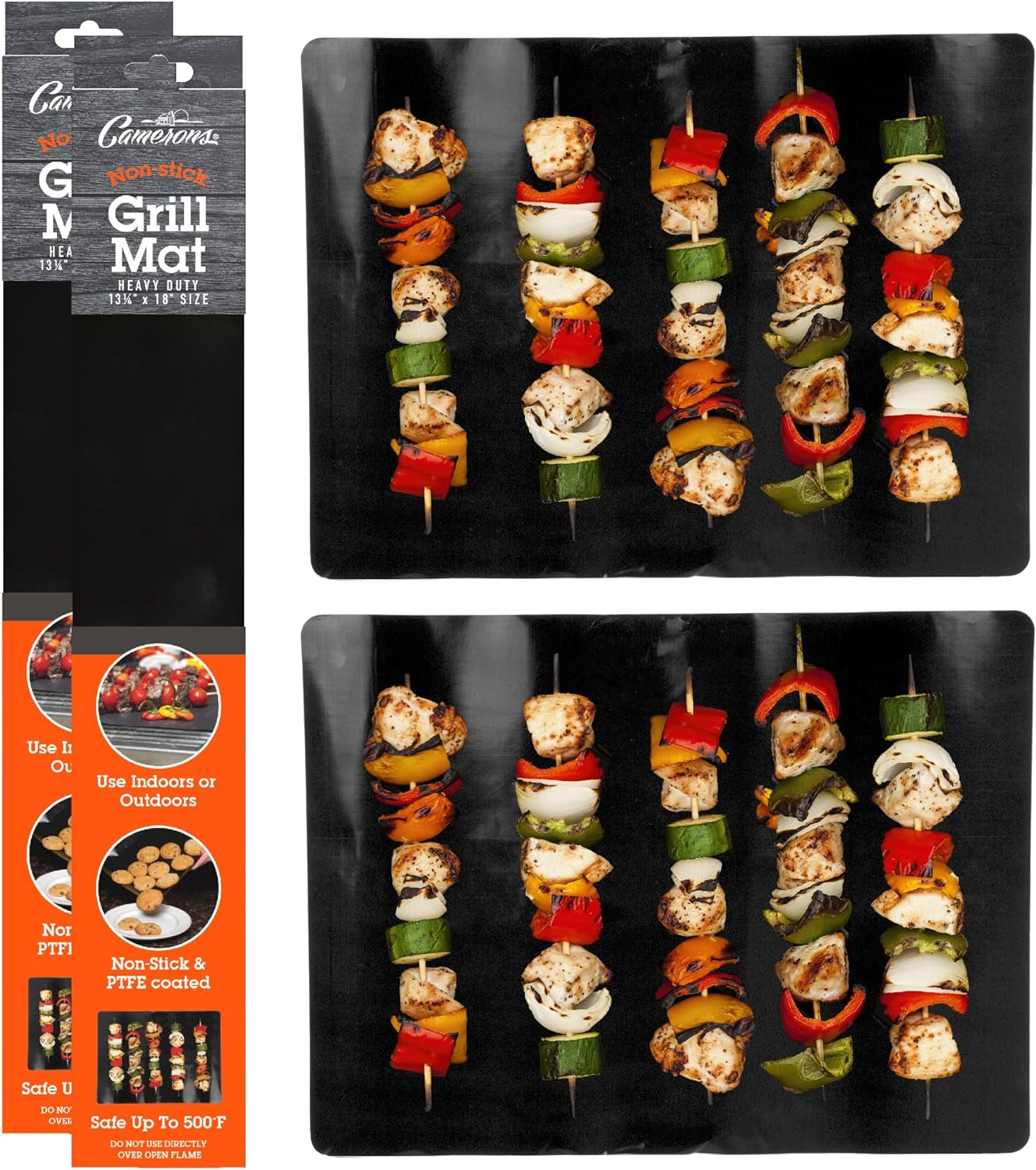 Grilling Mat 2 Pack (13.25X18)- Heavy Duty 100% Non-Stick Reusable BBQ Grilling Sheet & Pan Liner - Use in Outdoor Barbecue Grill & Indoor Oven - Heat Safe up to 500° F - Great Gift for Father'S Day