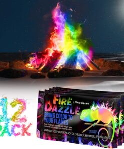 Fire Dazzle Fire Color Changing Packets - Fire Color Packets for Fire Pit. Campfires. Outdoor Fireplaces - 12 Pack Color Fire Packets. Camping Accessories for Kids and Adults