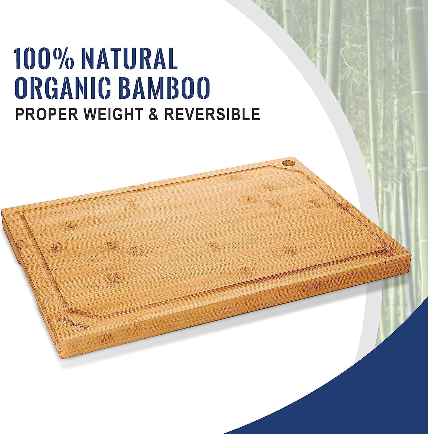 Hiware 4-Piece Extra Large Bamboo Cutting Boards Set for Kitchen. Heavy Duty Cutting Board with Juice Groove. Bamboo Chopping Board Set for Meat. Vegetables - Pre Oiled - Image 4