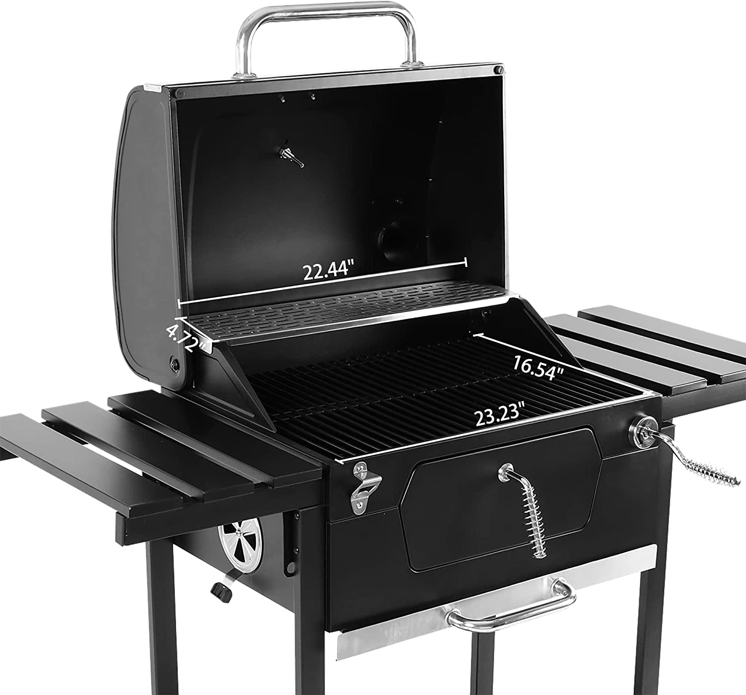 CD1824EN 24 Charcoal Grill Outdoor Smoker with Side Tables Backyard Griller Party BBQ Picnic Patio Cooking. Black - Image 7