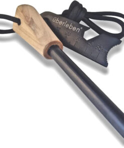 Überleben Zünden Fire Starter - Traditional Ferro Rod. Handcrafted Wood Handle - 5/16. 3/8. & 1/2 Thick Fire Steel - 12.000-20.000 Strikes - Survival Igniter with Neck Lanyard & Multi-Tool Striker