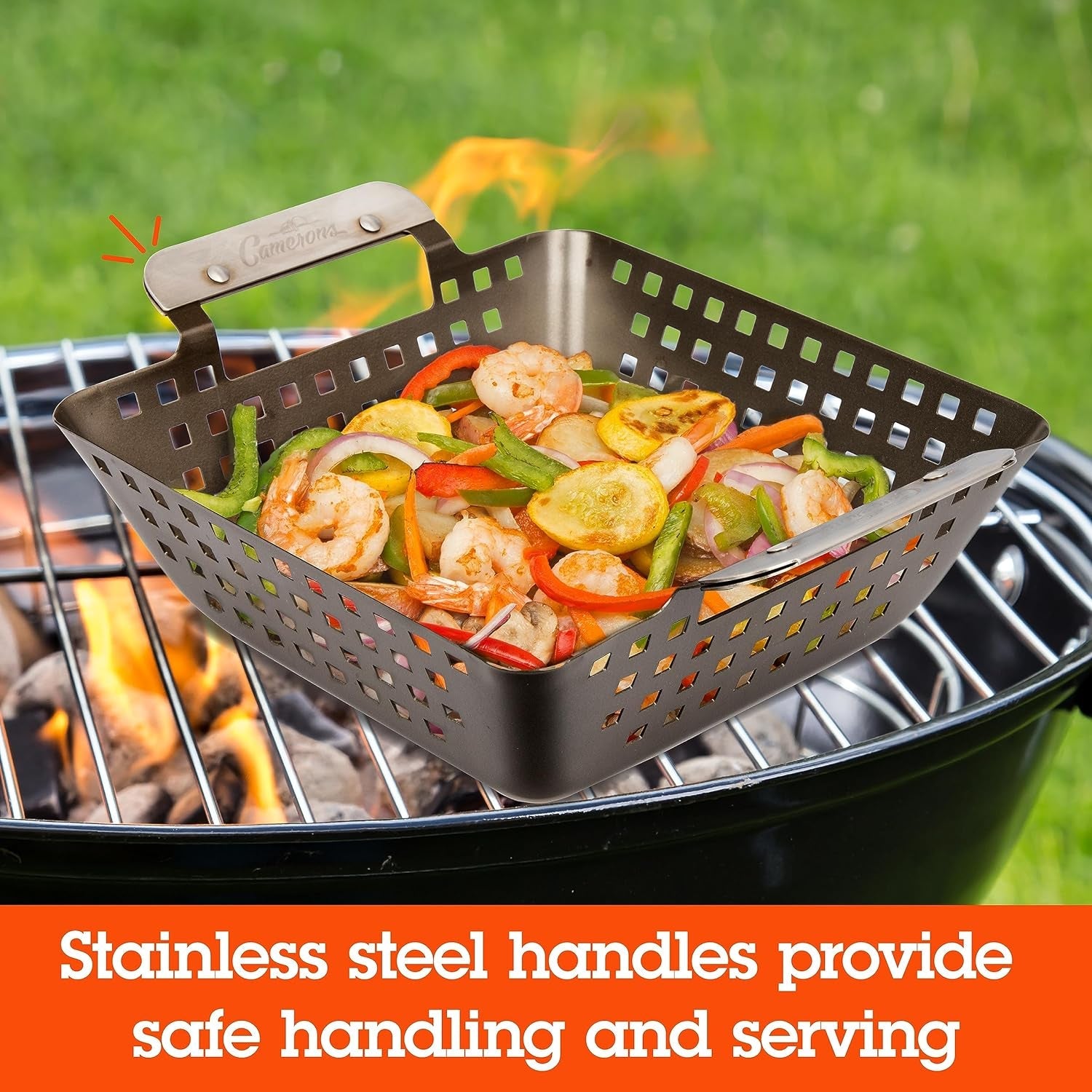 Barbecue Grilling Wok - Heavy Duty Non-Stick BBQ Grill Basket W Stainless Steel Handles - 3 Deep Pan Keeps Meat & Vegetables inside - Indoor Outdoor Use - Great for Summer Bbqs and Father'S Day Gift - Image 5