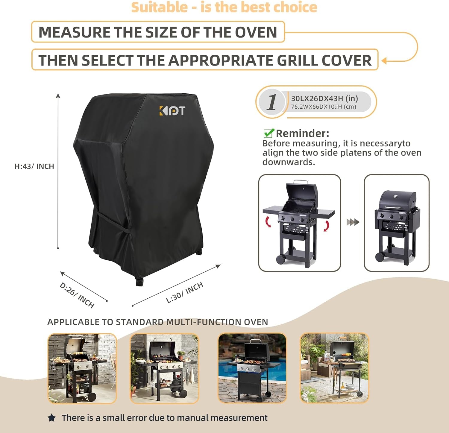 30 Inch Grill Cover - 420D Light Waterproof Grill Cover for Outdoor Grill. BBQ Cover with Air Vents. Straps. UV & Fade Resistant. Gas Grill Covers for Weber. Nexgrill. Char Broil. Etc. Black - Image 3