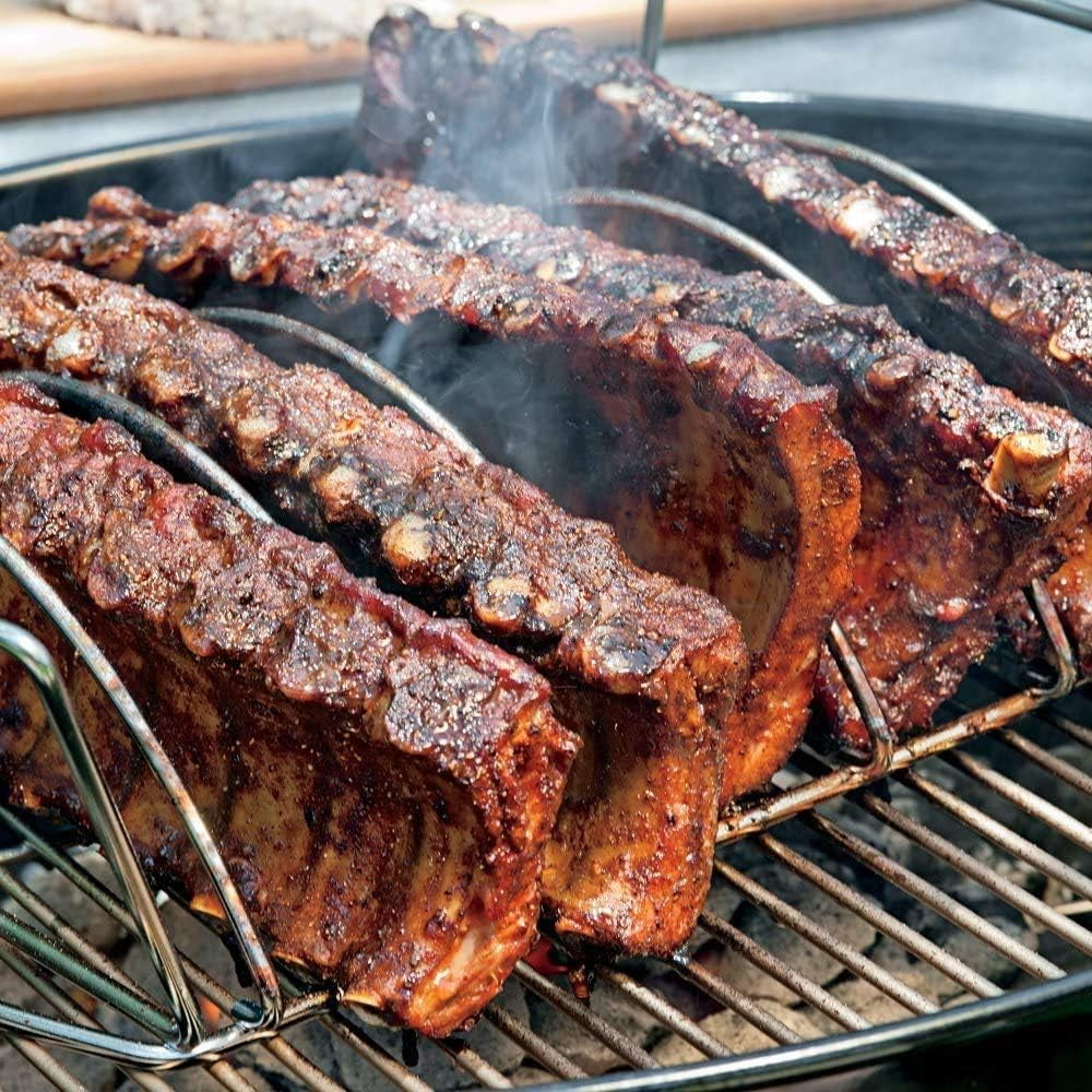 Duke Grills Omaha Rib Rack for Smoker and Grill - Non Stick Stainless Steel Grill Rack for 6 Racks of Ribs - for Traeger. Weber. Green Egg. Oven - Reversible for Roasts. Chicken. Prime Rib - Image 2