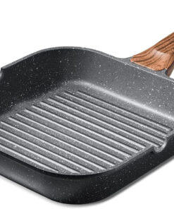 Nonstick Grill Pan for Stove Tops. Versatile Griddle with Pour Spouts. Square Big Cooking Surface. Durable Skillet Indoor & Outdoor Grilling. PFOA Free. 9.5 Inch