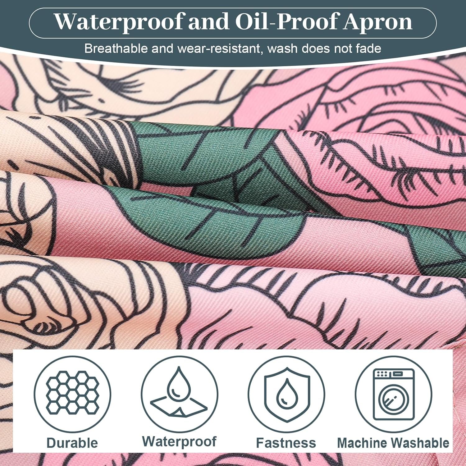 3 Pack Floral Aprons for Women with 2 Pockets. Women Aprons Waterproof Adjustable Cooking Aprons for Kitchen. Gardening. Baking. Salon Apron Gift for Mom Wife Sister Grandma - Image 5