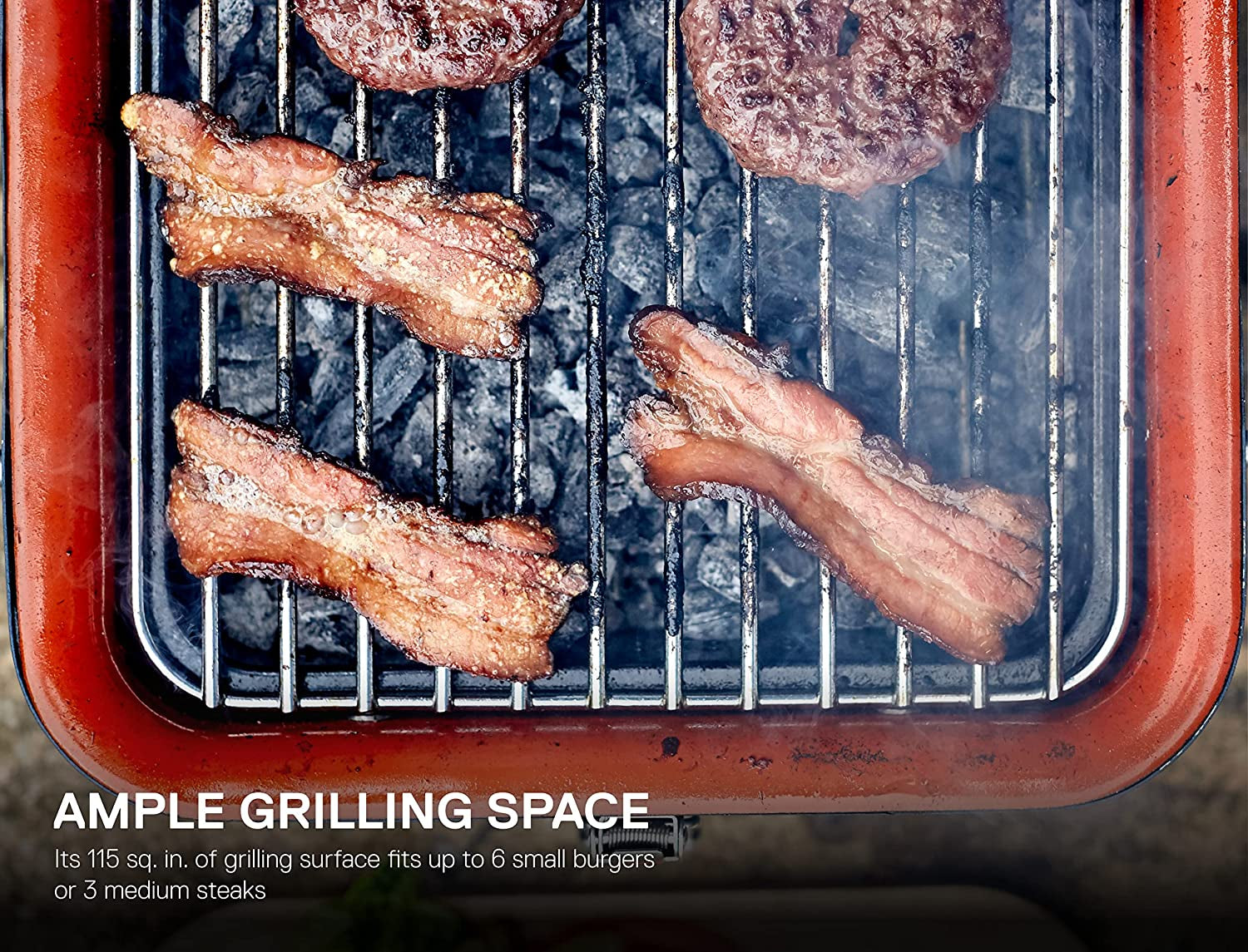 CUBE Portable Charcoal Grill. Tabletop BBQ. Perfect Tailgate. Beach. Patio. or Camping Grill. Lightweight & Compact Small Grill with Preparation Board & Food Storage Tray. Stone - Image 4