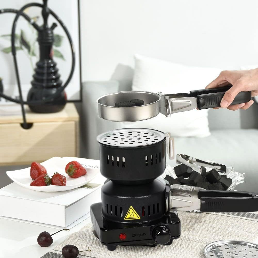 Electric Stove Coconut Charcoal Starter Hookah Coal Burner for Hookah Coal Burner with Detachable Handle Stainless Steel Grill & Rack Smart Heat Control Long Cable for BBQ Kitchen - Image 2