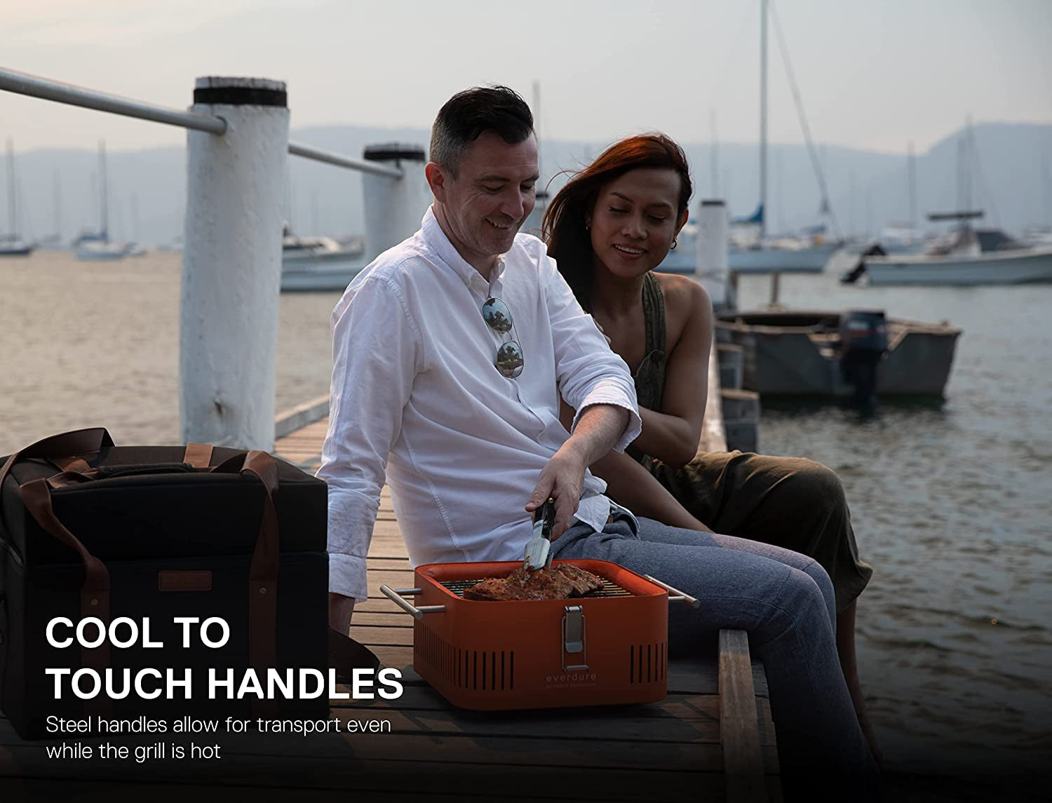 CUBE Portable Charcoal Grill. Tabletop BBQ. Perfect Tailgate. Beach. Patio. or Camping Grill. Lightweight & Compact Small Grill with Preparation Board & Food Storage Tray. Stone - Image 6