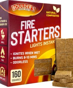 Fire Starter Cubes. 160 Pcs - Bulk Pack - Fast Grill BBQ Charcoal Start - Odorless & Waterproof - Firestarter Squares for Campfire. Outdoor Fire Pit. Wood Stove. Fireplace. Logs - Camping Essentials