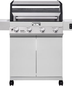 Monument Grills Denali D405 4-Burner Liquid Propane Gas Smart Bbq Grill Stainless Steel with Smart Technology. Side Burner and LED Controls